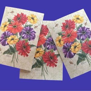 zinnias and bees notecards 20 pack made in the USA